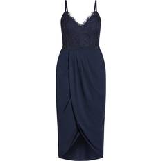 City Chic Lace Touch Dress Plus Size - Navy