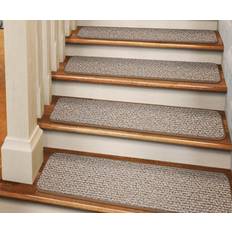 Set of 12 Adhesive Carpet Stair Treads Brown