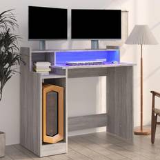 Skrivebord vidaXL with Lights Engineered Wood Writing Desk