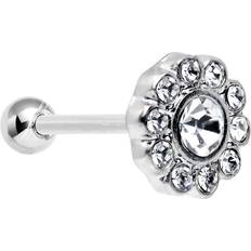Body Candy Stainless Steel Clear Accent Barbell Nipple Ring Set 14 Gauge  9/16 