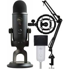 Blue Yeti Microphone (Midnight Blue) with Boom Arm Stand, Pop Filter and  Shock Mount 