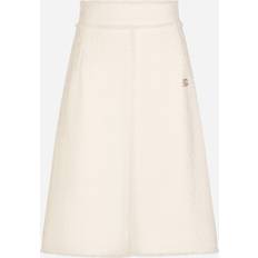 Dolce & Gabbana Raschel tweed midi skirt with central slit very_light_cream_whi