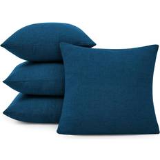 Deconovo Faux Linen Farmhouse Cushion Cover Blue (66x66)