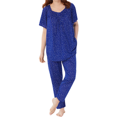 Women Pajamas Short-Sleeve Cooling Pajama Set - Ultra Blue Dot