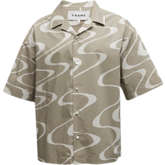 Frame Men's Abstract Wave-Print Camp Shirt - Sand Beige