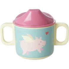 Rice Melamin-Trinklernbecher FLYING PIG in pink/blau