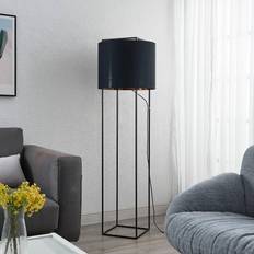 Stehlampe gold Lindby Kesta Stoff-Stehlampe, Gestell Bodenlampe