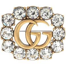 Gucci Women Brooches Gucci Double G Brooch - Gold/Transparent