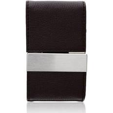Aeropen Card Case Brown Leather Metal Double Magnetic Flap