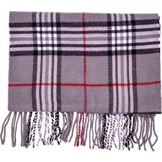 DeluxeComfort Cashmere New England Plaid Feel Plaid Scarves, Grey, One
