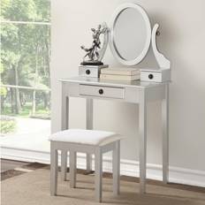 Round Dressing Tables Roundhill Furniture Moniys Wood Moniya Dressing Table