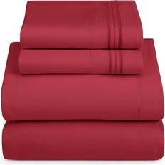 Clara Clark Deep Pocket Bed Sheet Red (243.8x205.7)