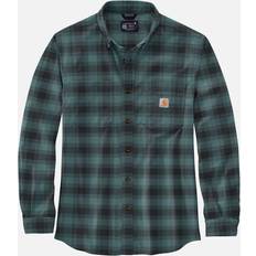 Carhartt Herre Skjorter Carhartt Men's Mens Cotton Long Sleeve Plaid Flannel Shirt Sea Pine