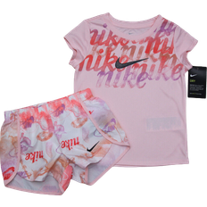 Nike Girl's T-shirt & Shorts Set 2-pcs - Pale Pink/Purple/White/Black