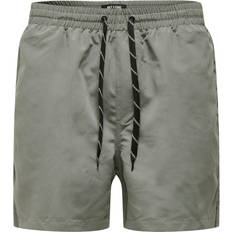 Grau - Herren Badehosen Only & Sons Plain Swimming Trunks - Grey/Castor Grey