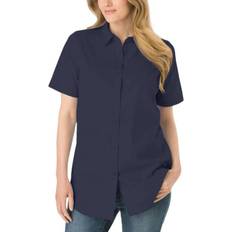 Woman Within Perfect Short Sleeve Shirt - Navy