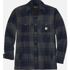 Herre - L Skjorter Carhartt Men's Mens Flannel Sherpa Lined Shirt Jacket Blue/Dark Shade/Navy