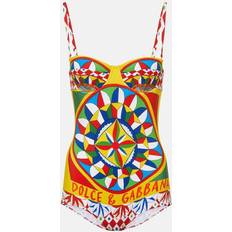 Dolce & Gabbana Red Swimwear Dolce & Gabbana Carretto-print Balconette One-piece Swimsuit - Multi-colored