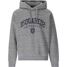 DSquared2 Herren - Hoodies Pullover DSquared2 Mens Grey Melange Logo-print Marled Cotton-jersey Hoody