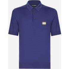 Dolce & Gabbana Herren Poloshirts Dolce & Gabbana Wool polo-shirt with branded tag blu_cina