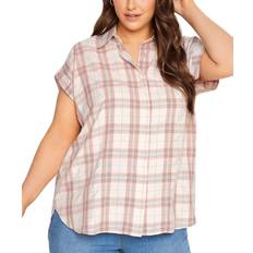 Yours Curve Women's Check Collared Shirt Plus Size - Pink
