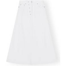 Ganni Denim Double Fly Maxi Skirt - White