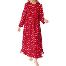 Red Nightgowns Long Flannel Nightgown - Classic Red Rose