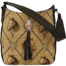 American West womens bits and bridle soft tapestry zip-top shoulder hobo