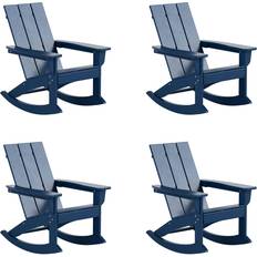 Navy blue rocking chair Ashore Rocking Poly Lumber Plank Adirondack