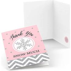 Cards & Invitations Big Dot of Happiness Pink Winter Wonderland Holiday Snowflake Birthday Party Baby Shower Thank You Cards 8 Count