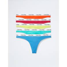 Calvin Klein Yellow Panties Calvin Klein Women's Carousel Logo Cotton 5-Pack Thong Blue