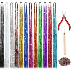 Extensions & Wigs Hair Tools Inches Extension Tinsel with 12 Strands Tinsel Kit