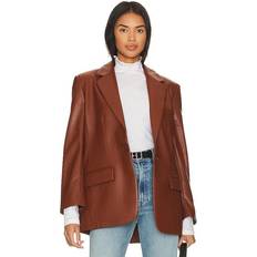 Steve Madden Women's Imaan Faux Leather Blazer Cognac