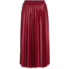 Dame - Røde Skjørt Vila Pleated Midi Skirt