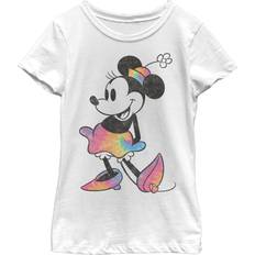 Disney Girl's Mickey & Friends Rainbow Tie-Dye Minnie Mouse - White