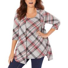 Cardigans Catherines Women's Impossibly Soft Cardigan & Tank Duet Plus Size - Gunmetal Plaid