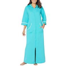 Robes on sale Women's Long French Terry Robe Plus Size - Aquamarine