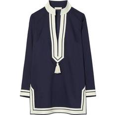 Tory Burch Cotton Dresses Tory Burch Cotton Voile Tassel Tunic - Navy