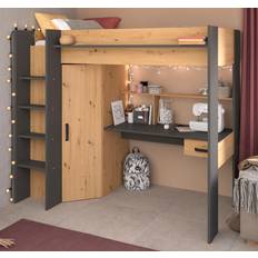 Schwarz Etagenbetten Parisot wardrobe desk storage space Etagenbett 90x200cm