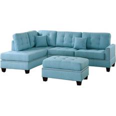Textiles Benzara Polyfiber 3 Sectional Set Chair Cushions Blue