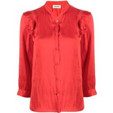 Zadig & Voltaire Tygg Button-Front Satin Blouse COQUELICOT