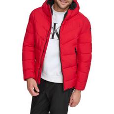 Calvin Klein Red Outerwear Calvin Klein Men's Hooded Stretch Jacket, Deep Red