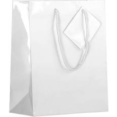 Gift Bags Jam Paper Glossy Gift Bags with Rope Handles Medium 8 x 10 White 3 Bags/Pack