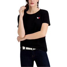 Tommy Hilfiger Women T-shirts Tommy Hilfiger Women's Embroidered Heart-Logo T-shirt - Black