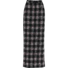 Alessandra Rich Maxi Skirt In Boucle' Fabric Check Motif