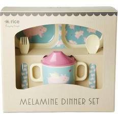 Rice Melamine Baby Dinner Set Giftbox Flying Pig Print