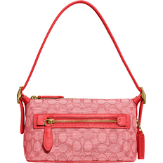 Coach Demi Bag In Signature Jacquard Brass/Sport Red