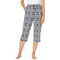 Pants & Shorts Plus Women's Knit Sleep Capri by Dreams & Co. in Black Fair Isle Size 6X Pajamas