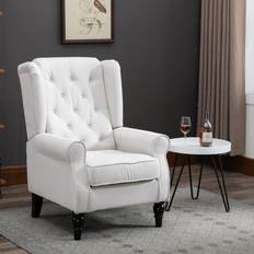 Wing Chairs Armchairs Homcom Round Arm Cream White Armchair 40.2"