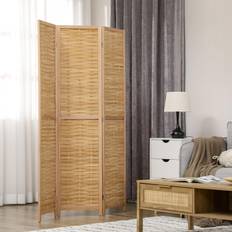 Natural Room Dividers Homcom Hand Woven 3 Bamboo Room Divider